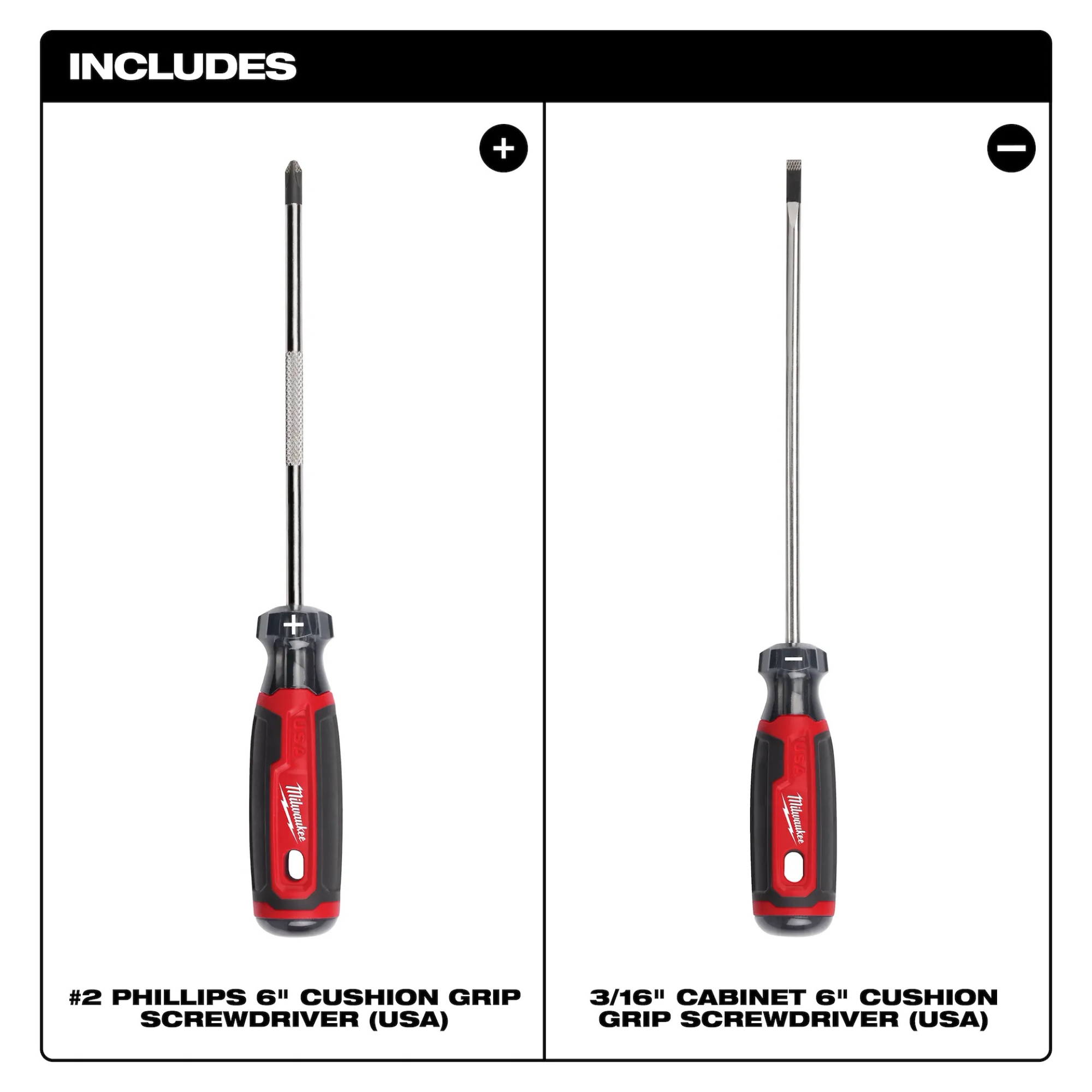 Milwaukee 2 PC. 6" Cushion Grip Screwdriver Set from Columbia Safety